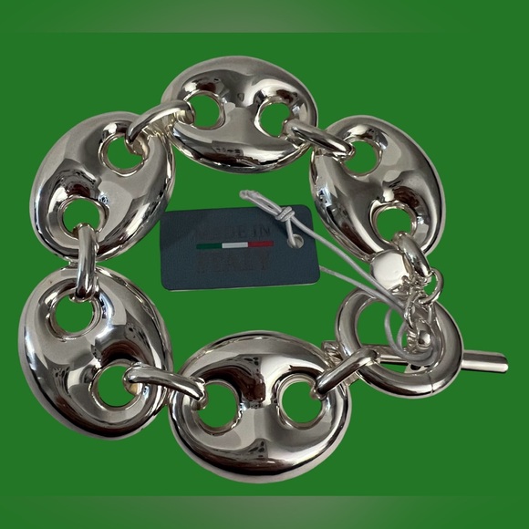 Mia Fiore Jewelry - New Mia Fiore Sterling Silver Plated Bronze Puffy Mariner Link Bracelet Italy